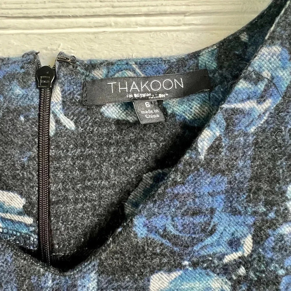 THAKOON by Design Nation Blue Plaid Floral Print Sleeveless Dress Size 6 - Picture 6 of 13